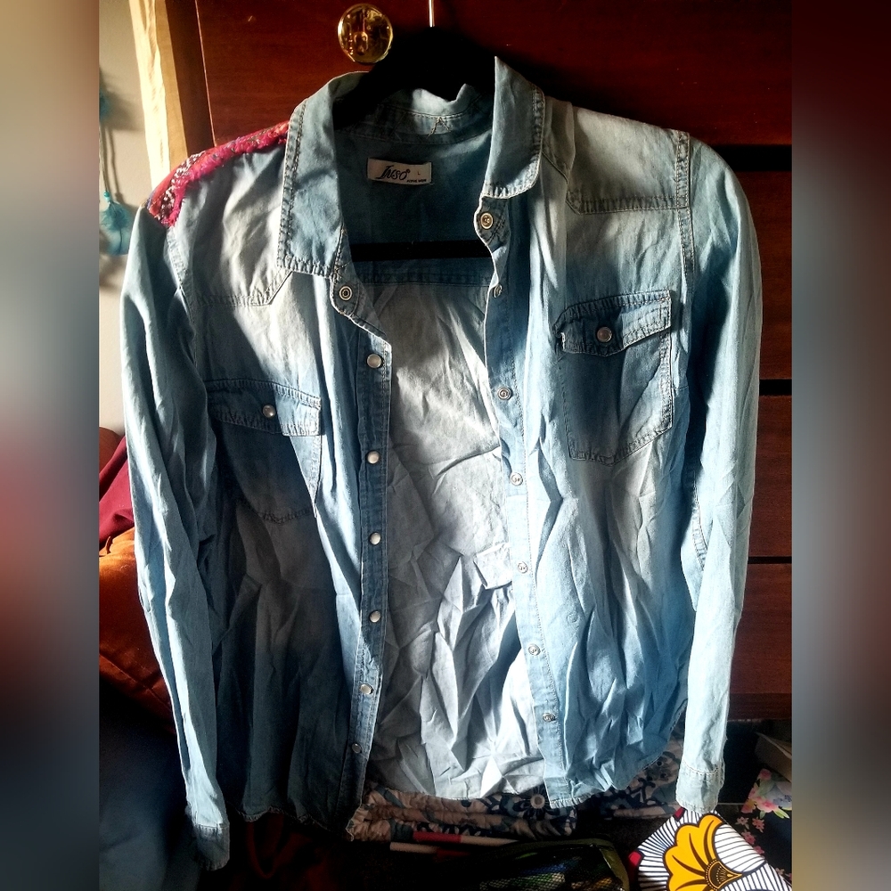 Thin jean button up shirt